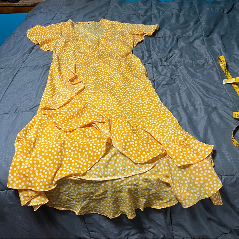 fleur wood yellow polka dot Cover Up? Tie Dress? Women's size xl